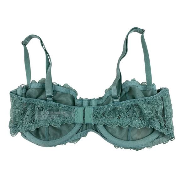Out From Under Women's 34D Green Unlined Sheer Lace Balconette Bra - Picture 2 of 7